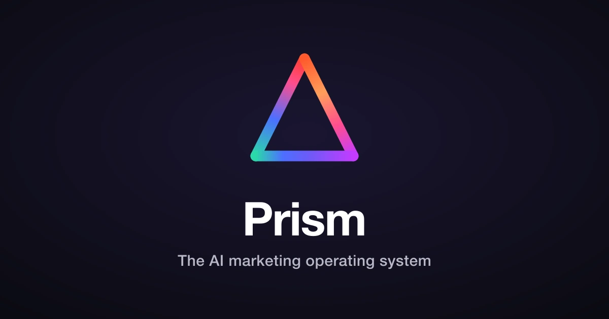Prism AI’s multicoloured prism logo — the AI marketing operating system